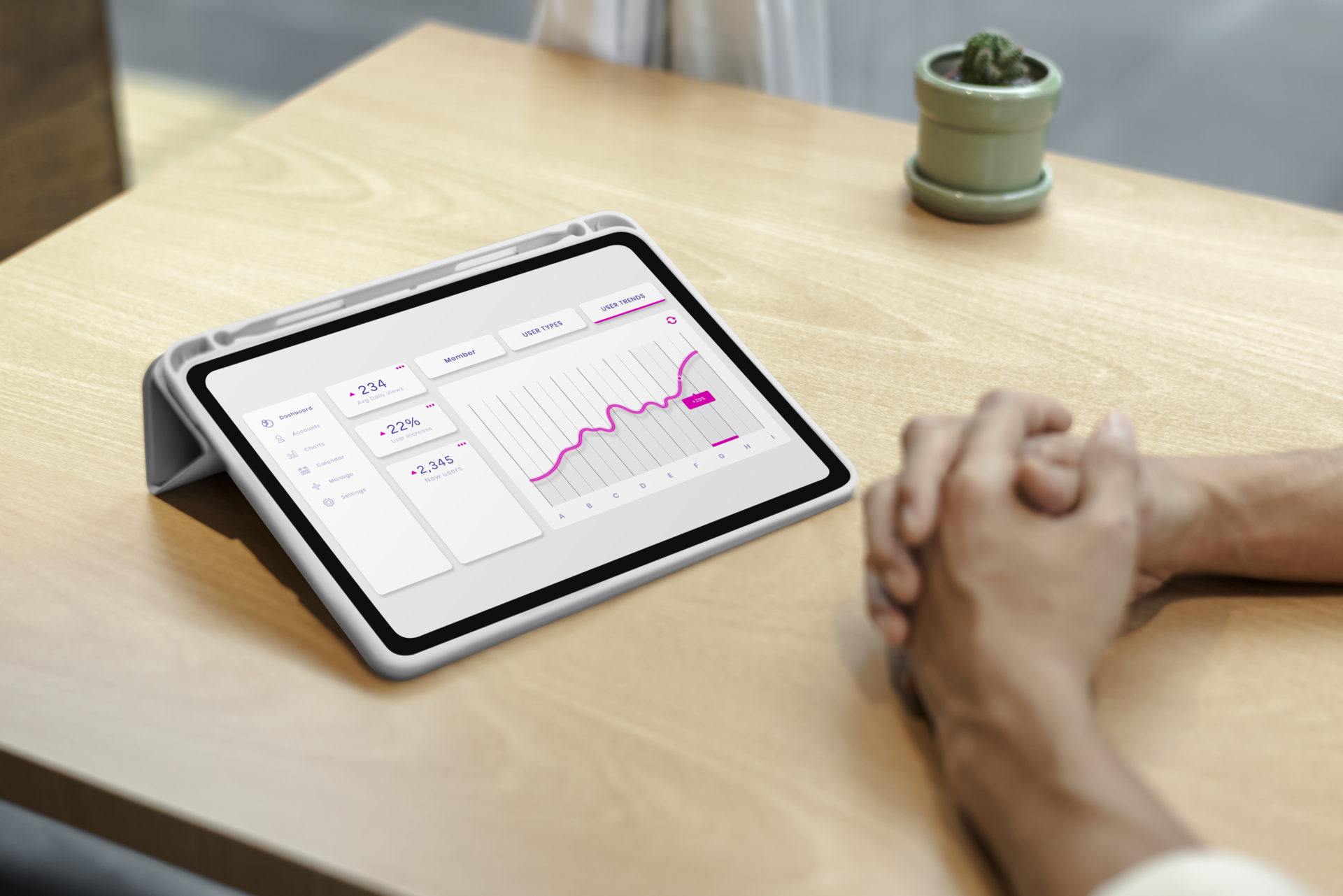financial graph stock market tablet